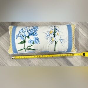 Floral Decorative Pillow with Blue and White Flowers